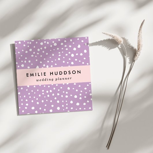 Carte De Visite Carré Points Dalmatiens Lilac, Points Dalmatiens, Pots D