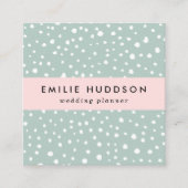 Carte De Visite Carré Points Dalmatiens verts, Points Dalmatiens, Pots D (Devant)