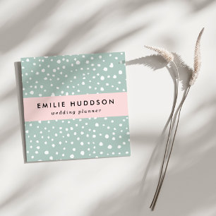 Carte De Visite Carré Points Dalmatiens verts, Points Dalmatiens, Pots D