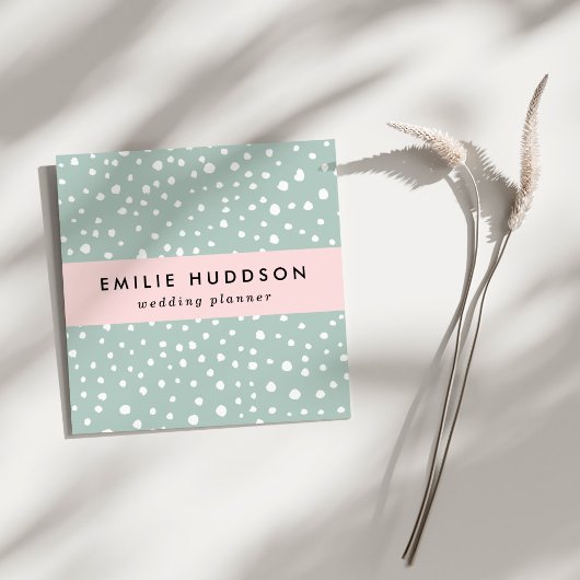 Carte De Visite Carré Points Dalmatiens verts, Points Dalmatiens, Pots D