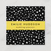 Carte De Visite Carré Points dalmatiens, Zones dalmatiennes, Noir et Bla (Devant)