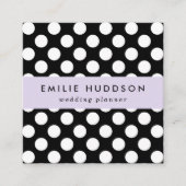 Carte De Visite Carré Pois noirs et blancs, Motif Polka (Devant)