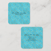 Carte De Visite Carré Pois or Abstraits sur bleu (Devant / Derrière)