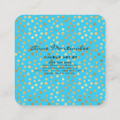 Carte De Visite Carré Pois or Abstraits sur bleu (Dos)