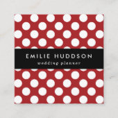 Carte De Visite Carré Pois rouges, Motif à points polka, points, pointil (Devant)