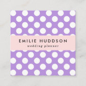 Carte De Visite Carré Pois violets, Motif à points Polka, points, pointi (Devant)