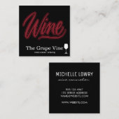 Carte De Visite Carré Police à vin et verre à vin (Devant / Derrière)