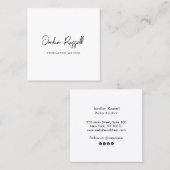 Carte De Visite Carré Police de script de signature Carré noir et blanc (Devant / Derrière)