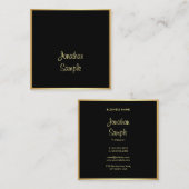 Carte De Visite Carré Police de script manuscrite Sophisticated Black Go (Devant / Derrière)