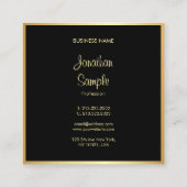 Carte De Visite Carré Police de script manuscrite Sophisticated Black Go (Dos)