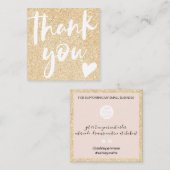 Carte De Visite Carré police de script moderne or parties scintillant ro (Devant / Derrière)