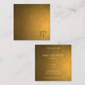 Carte De Visite Carré Police de texte désinfecté Monogramme Modèle Luxur (Devant / Derrière)