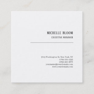 Carte De Visite Carré Police Serif Plain Simple Professionnel Minimalist