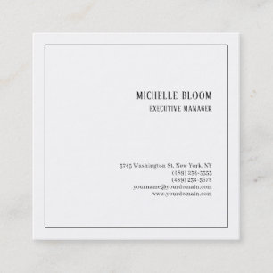 Carte De Visite Carré Police Serif Plain Simple Professionnel Minimalist
