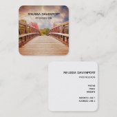 Carte De Visite Carré Pont rustique en bois dans le pays (Devant / Derrière)