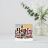 Carte De Visite Carré Pop Art Abstrait Chess Pieces Coach Club (Debout devant)