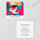 Carte De Visite Carré Pop Art Photo Collage tendance moderne (Devant / Derrière)