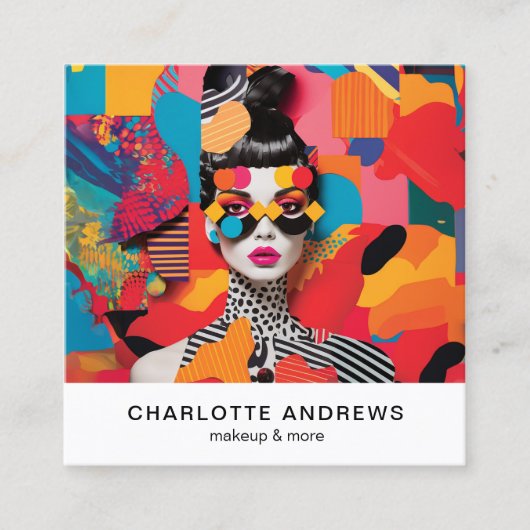 Carte De Visite Carré Pop Art Photo Collage tendance moderne (Devant)