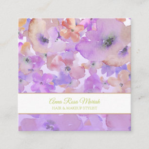 Carte De Visite Carré *~* Populaire Chic Floral Motif Spa Beauté fille