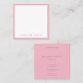 Carte De Visite Carré Populaire Elegant Rose Blanc Moderne Professionnel (Devant / Derrière)