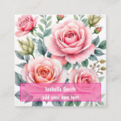 Carte De Visite Carré Popular Luxury Pink Roses Beautiful Collection (Devant)