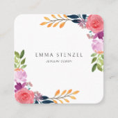Carte De Visite Carré Porte-bijoux ・ Aquarelle Florale (Devant)