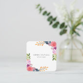 Carte De Visite Carré Porte-bijoux ・ Aquarelle Florale (Debout devant)