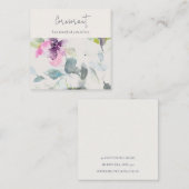 Carte De Visite Carré Porte-culotte rose doux violet à script floral (Devant / Derrière)