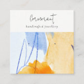 Carte De Visite Carré Porte-oreille Abstrait jaune bleu Aquarelle (Devant)