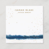 Carte De Visite Carré Porte-oreille Aquarelle Bleu (Devant)