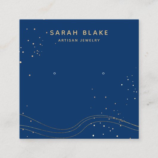 Carte De Visite Carré Porte-oreille en or bleu (Devant)