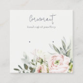 Carte De Visite Carré Porte-oreille Floral Rose-Rose-Doux (Devant)