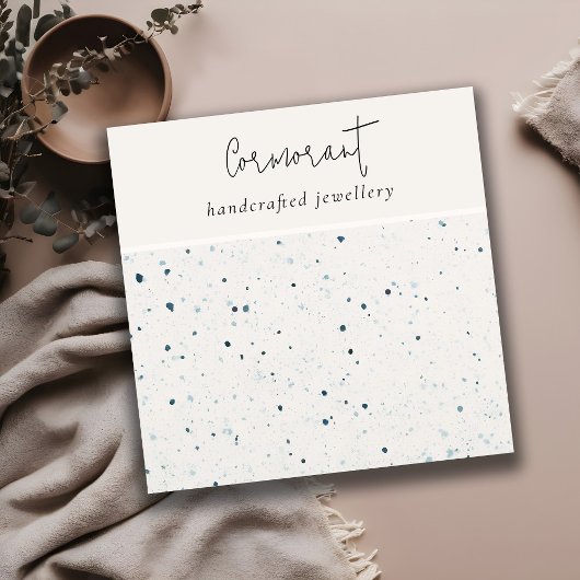 Carte De Visite Carré Porte-oreilles blanc blanc chic tacheté