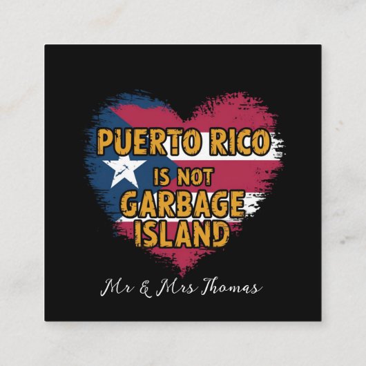 Carte De Visite Carré Porto Rico n'est pas une poubelle (Dos)