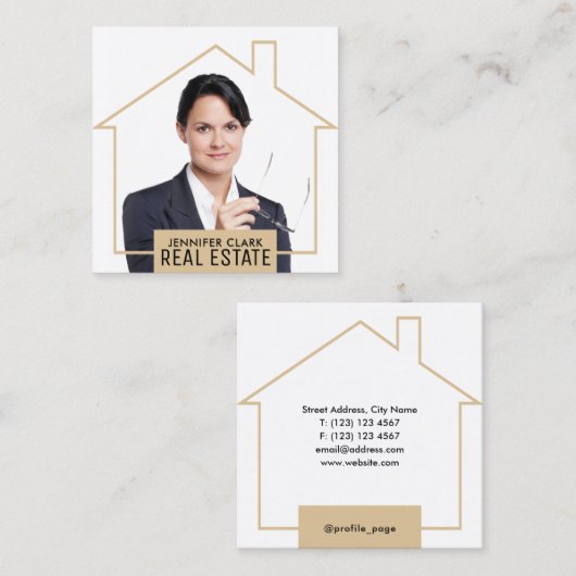 Carte De Visite Carré Portrait image maison structure (Devant / Derrière)