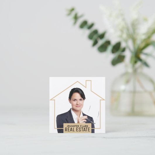 Carte De Visite Carré Portrait image maison structure (Debout devant)