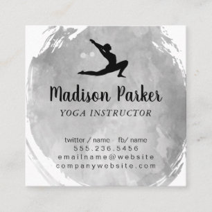 Carte De Visite Carré Pose de yoga   Aquarelle broyée