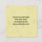 Carte De Visite Carré Pose de yoga | Texture jaune (Dos)