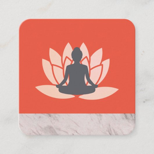 Carte De Visite Carré Poser Lotus Fleur Marbré (Devant)