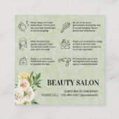 Carte de visite Carré post-soins pour cheveux vert (Dos)