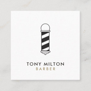 Carte De Visite Carré Poteau de barbier gris foncé minimaliste blanc