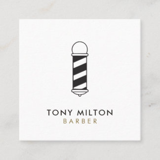 Carte De Visite Carré Poteau de barbier gris foncé minimaliste blanc