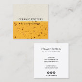 CARTE DE VISITE CARRÉ POTERIE CÉRAMIQUE JAUNE TEXTURE ÉCLAIRÉE (Devant / Derrière)