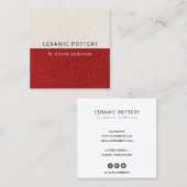 CARTE DE VISITE CARRÉ POTERIE CÉRAMIQUE ROUGE PROFONDE TEXTURE SPECKLED  (Devant / Derrière)