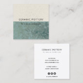 Carte De Visite Carré POTERIE CÉRAMIQUE VERTE turquoise TEXTURE ÉCLAIRÉE (Devant / Derrière)