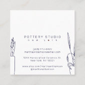 Carte De Visite Carré Poterie d'illustration féminine bleu jaune minimal (Dos)