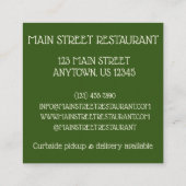 Carte De Visite Carré Pouce d'ail Pain Roll Italien Cuisine alimentaire  (Dos)