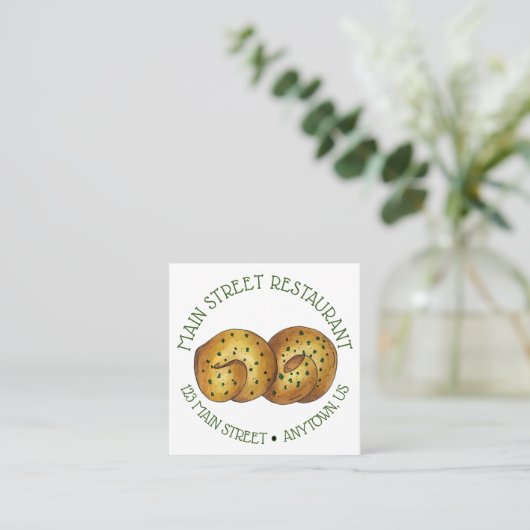 Carte De Visite Carré Pouce d'ail Pain Roll Italien Cuisine alimentaire (Debout devant)