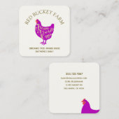 Carte De Visite Carré Poulet de la ferme OEufs frais Rétro (Devant / Derrière)