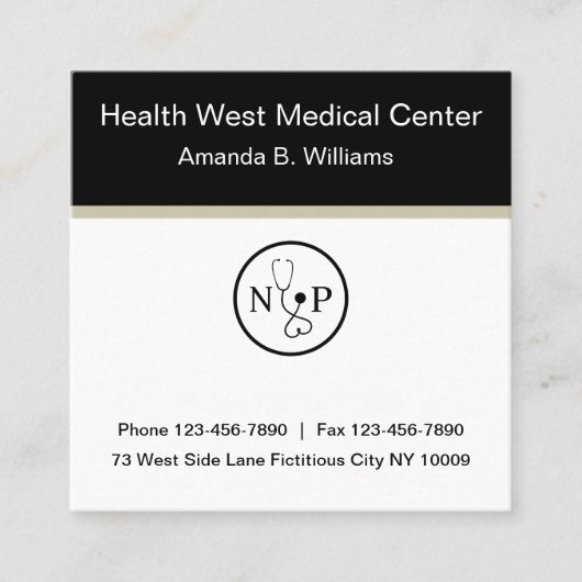 Carte De Visite Carré Praticienne Médicale d'infirmière (Devant)